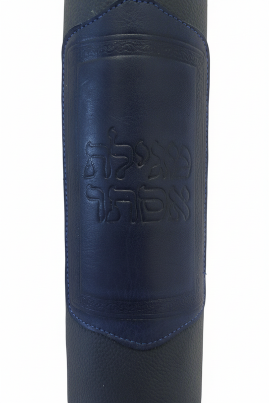 Navy leather detail with pure white background